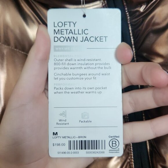 NWT!!! Limited Edition Athleta Shiny Copper Down Puffer Jacket - Picture 2 of 5